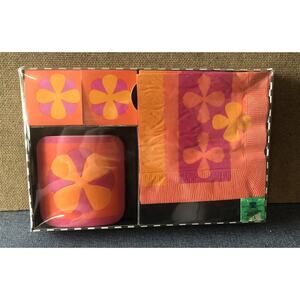 Vintage Party House Groovy Mod Flower Paper Napkin Set 20 Coasters 2 Matchbooks